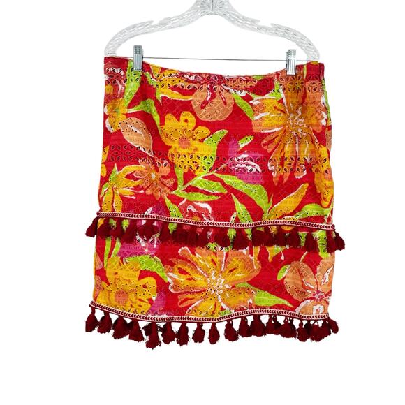Anthropologie Verb Women's Electra Eyelet Tassel Mini Skirt Multicolor SZ XL NWT - Picture 5 of 12
